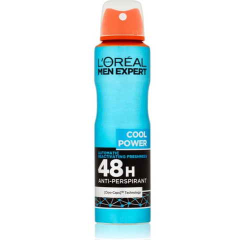 L'Oréal Men Expert Cool Power 48H Anti-Perspirant Ice-Effect Spray Deodorant, 250 ml