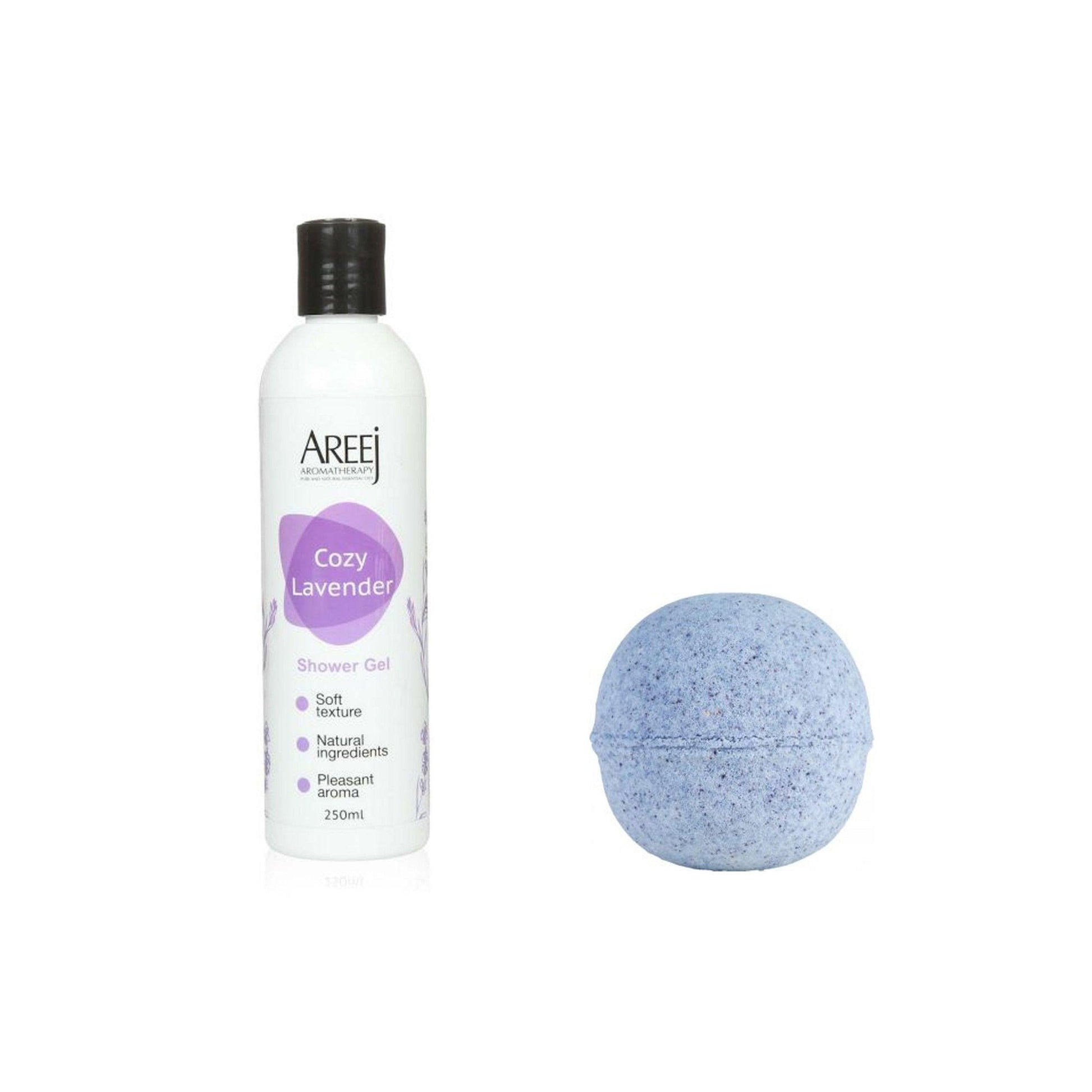 Areej Lavendar shower gel and bath bomb set - Beauty Bounty