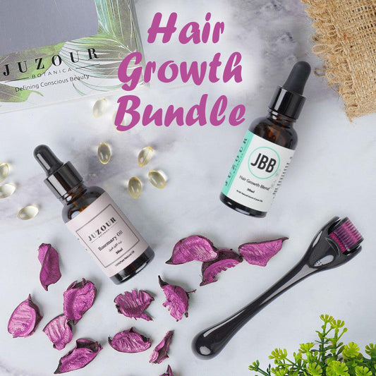 Juzour Botanica Hair Growth Bundle 30ml+30ml
Hair Growth Blend + Rosemary Oil + Derma Roller - Beauty Bounty