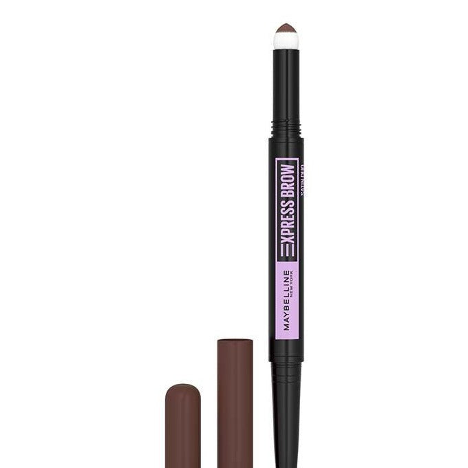 Maybelline New York Express Satin Duo Eyebrow Filling, Natural Looking 2-In-1 Pencil Pen + Filling Powder Dark Brown - Beauty Bounty